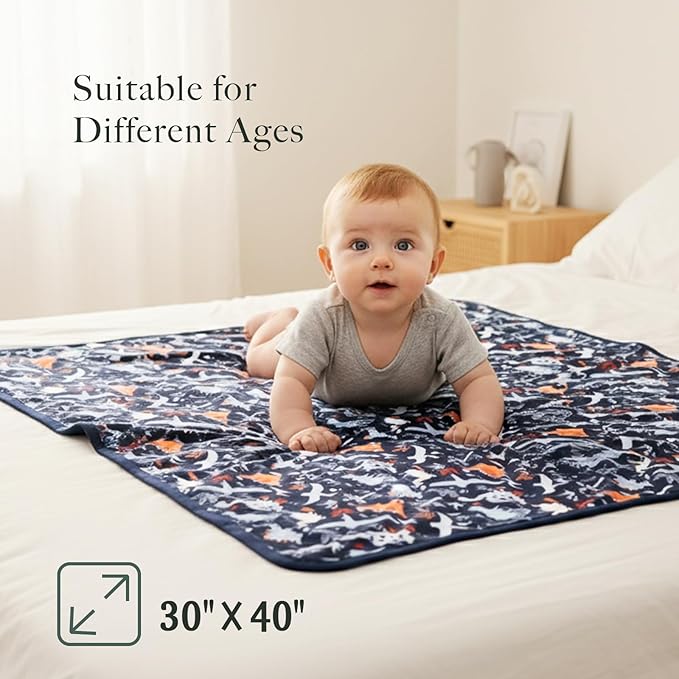 Supersoft Baby Blankets for Girls Boys, Rayon Made from Bamboo Baby Quilt - Breathable & Hypoallergenic Blanket for Bedding Crib Stroller 30"x40" (Dinosaur World)