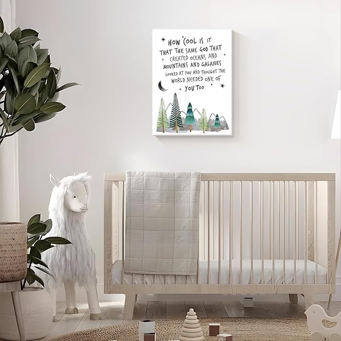 Dytila Christian Nursery Wall Art - Mountain Pictures Baby Boy Nursery Decor, Inspirational Religious Decor, Toddler Boy Room Decor, Faith Paintings, Christening Gifts for Boys 12x16 Inch