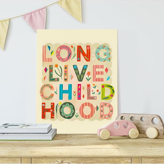 SZERE Cute Kids Floral Canvas Art Decor Posters,kids flower Room Bedroom Bathroom Playroom Dorm Classroom Canvas Wall Decor Aesthetic for Nursery Kids Teen Girls Gifts,11x14 Inch Set of 4 Pcs Child Pictures