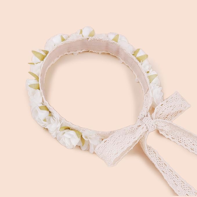 Hairband, 2pcs Children Girl Lace Headbands with Flower, Adjustable Hair Accessories Gift for Children (lace-9)