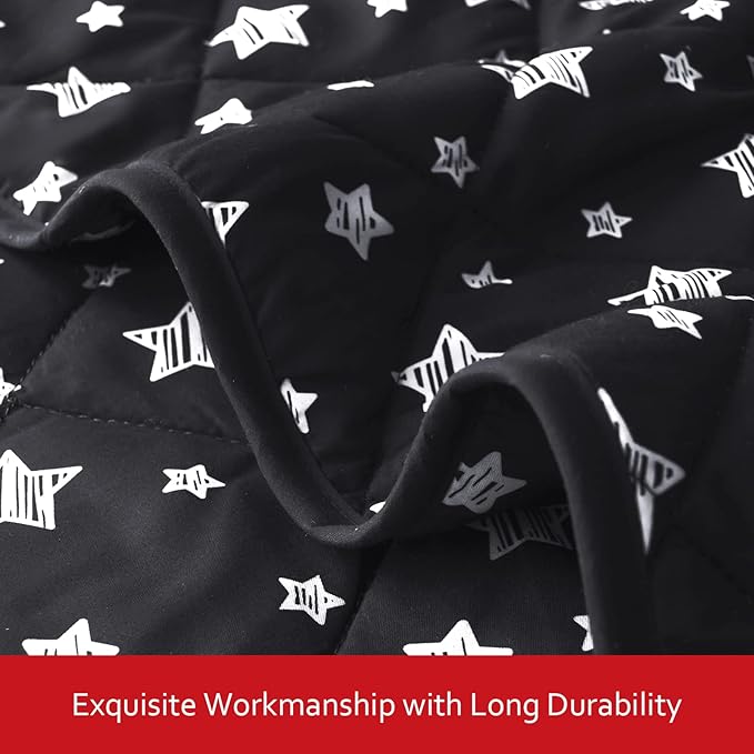 Baby Blanket for Boys and Girls, Soft Cozy Toddler Comforter Quilted with Black Star Print, Ultra Soft and Comfortable Down Alternative Crib Comforter, 39x47 Inches