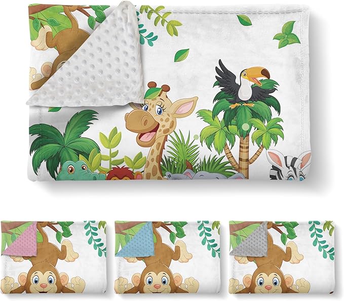 Personalized Baby Blanket with Name, Customized Blanket for Newborn Boys Girls, Woodland Animals Flannel Baby Name Blanket with Dotted Backing, Receiving Swaddle, Gifts for New Parents(60"x80)