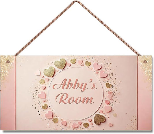 Personalized Flowers and Heart Floral Signs for Girls Room Bedroom Door Hanging Wooden Signs Custom Baby Name Door Hanger Baby Nursery Room Customized Kids Room Décor