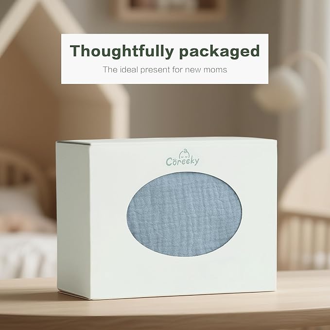 Muslin Bedside Sleeper Bassinet Fitted Sheets, 3 Pack Cotton Baby Sheet for Boys & Girls, Soft, Compatible with Baby Delight, Dream On Me, AMKE and Other Rectangle Mattress (Blue)