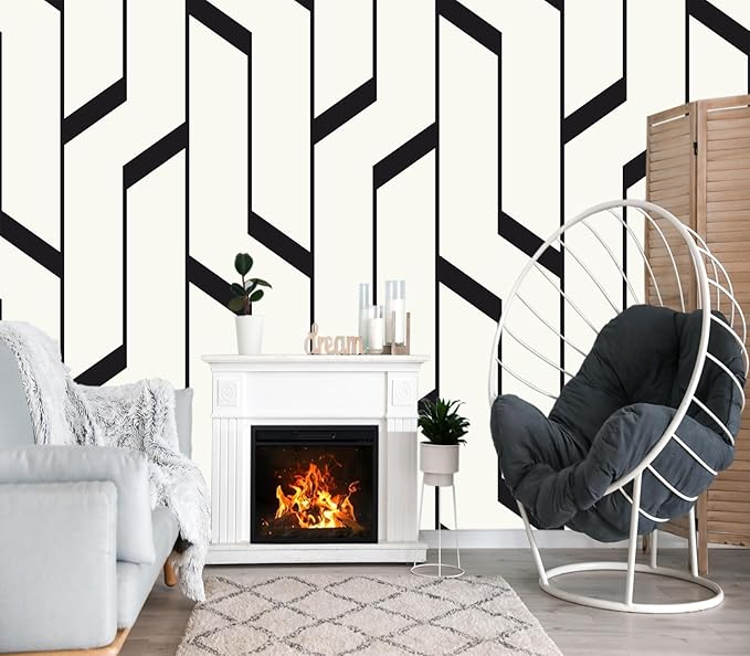 XMPMBM-Black Textured backsplash Large Decorative Geometrical Wallpaper Bedroom Bathroom Wall Mural- W 154" X H 105"（112 Square Foot）
