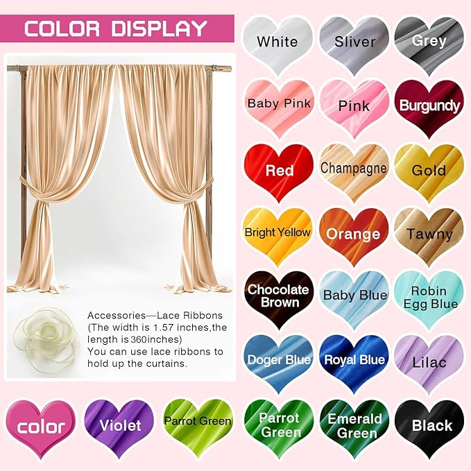 10x10ft Champagne Photo Curtains Backdrops Wrinkle Free Champagne Photo Curtains Backdrop Wedding Curtain Photo Backdrop for Parties Bridal Shower Birthday Photos Photography YUNBSDJ061