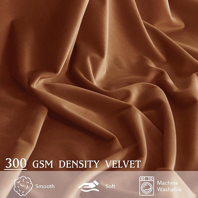 StangH Velvet Pinch Pleat Curtains for Living Room, Block Light Privacy Bedroom Curtains & Drapes 84 inch Length Luxury Energy Saving Fall Home Decor for Hotel, Burnt Orange, W38 x L84, 2 Panels