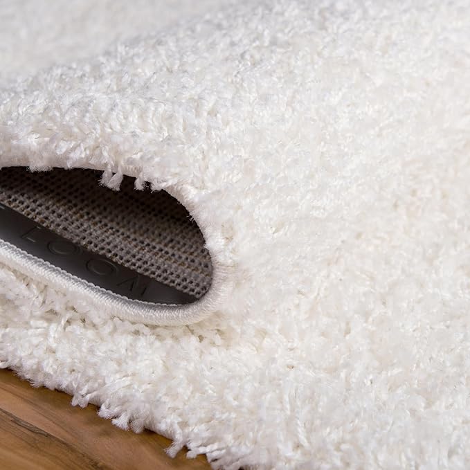 Unique Loom Solid Shag Collection Area Rug (10' x 13' 11" Rectangle, Snow White)