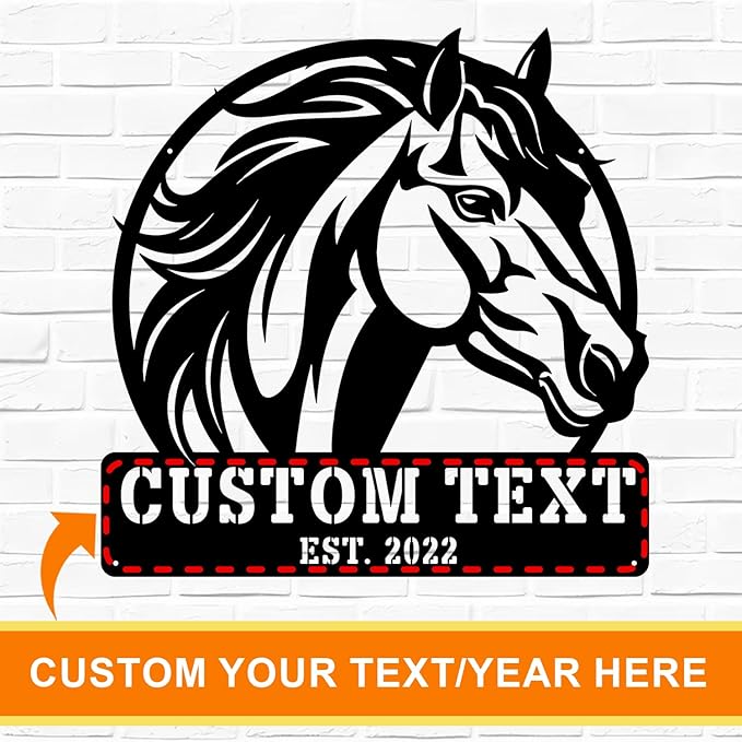 Personalized Horse Head Metal Sign – Custom Name & Established Date Rustic Farmhouse & Home Decor, Handcrafted Wall Art