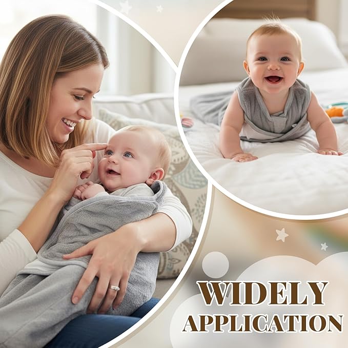 Furry Newborn Swaddle Sleep Bag for 3-6 Months Winter Warm Plush Baby Sleeping Bag Tog 2.5 Golden Mink Wearable Blanket with Adjustable Wrap for Infant Baby Shower New Parents Gift, Gray