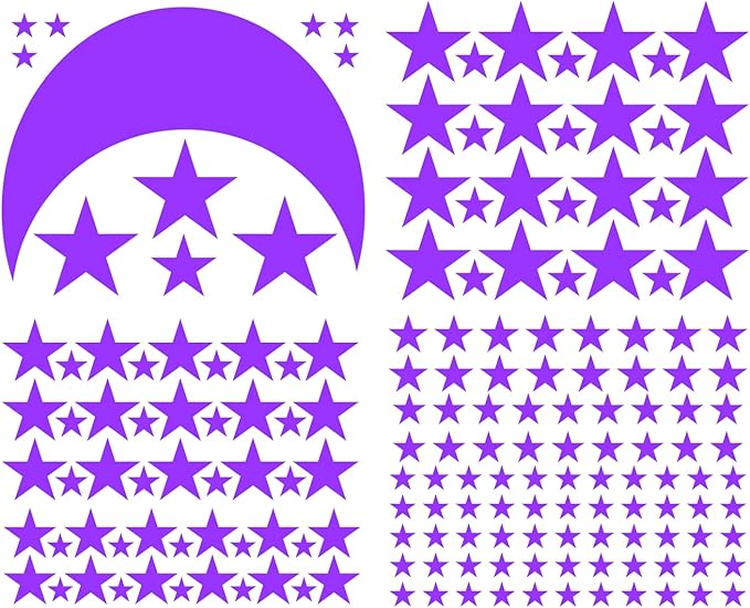 Moon and Stars Wall Decal Vinyl Sticker for Kids Boy Girls Baby Room Decoration Good Night Nursery Wall Decor Home House Bedroom Design YMX16 (Purple)
