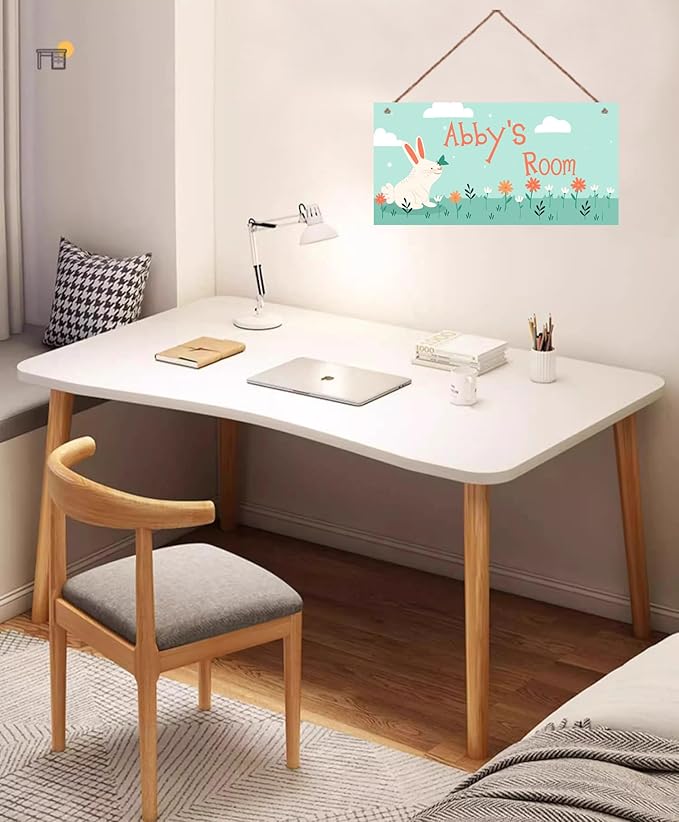 Personalized Rabbit Sign Cute Cartoon Art Wall Hanging Plaque Sign Magic Unicorn Plate For Girls Room Decor For Nursery Bedroom Home Art Décor For Kids Room