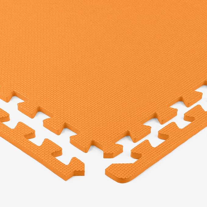 FlooringInc's 1/2" Soft Non-Toxic Baby Play Mat, Toddler Playmat, Colorful Puzzle PlayMat, Floor Mats for Kids & Babies, EVA Foam Interlocking Tiles for Nursery & Playroom | Orange, 12 Tiles, 48 Sq/Ft