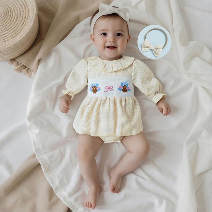 Giraropa Baby Girl Fall Winter Clothes Long Sleeve Romper Dress + Socks + Headband Newborn Infant Cute Casual Outfits