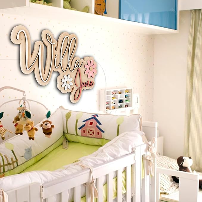 Personalized Daisy Name Sign, Nursery Name Sign, Daisy Nursery Decor, Name Sign for Girl, Custom Wood Name Sign, Floral Nursery Decor, Baby Name Sign, Wooden name signs for nursery gift