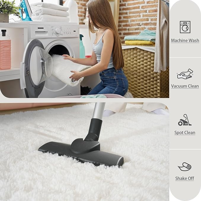 BENRON Soft Area Rugs for Living Room Bedroom Washable, Fluffy Rugs for Kids Children Girls Boys Room Decor, 3x5 Throw Rug for Nursery Kitchen Dining Table, Indoor Floor Carpets, Cream White