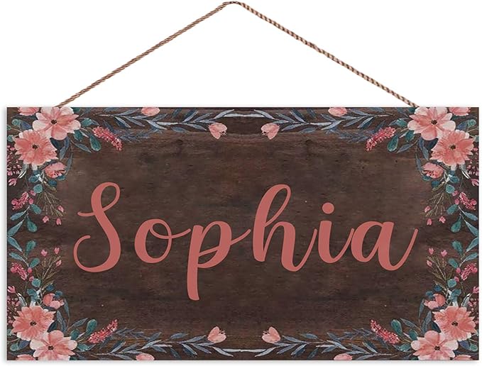 XIUXZMM Customized Name or Any Text Wood Sign Flower Garden Farmhouse Front Door Bathroom Kitchen Porch Personalized Decorative Plaque