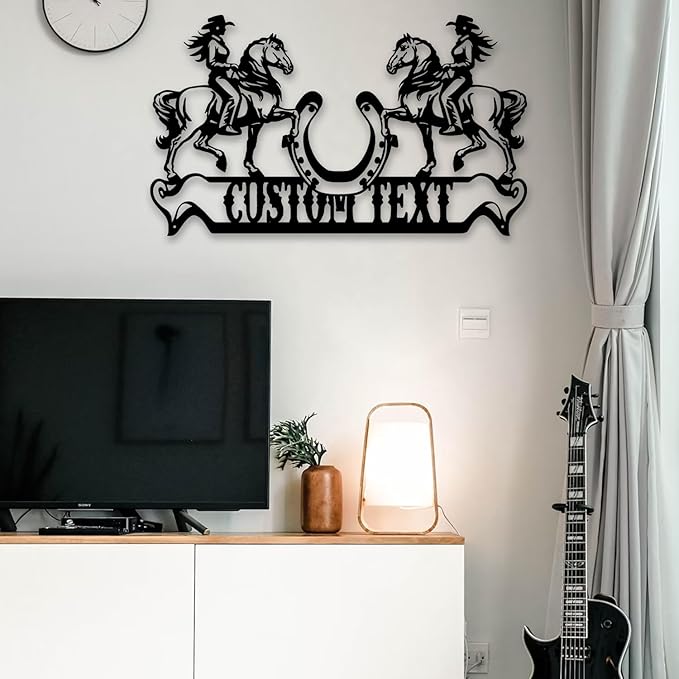 Personalized Cowgirl Horse Metal Sign – Custom Name Rustic Farmhouse & Western Home Decor, Handcrafted Wall Art