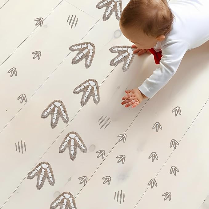 Glow in The Dark Dinosaur Footprints Wall Decals, Peel and Stick Cute Dino Track Stickers for Kids, Removable Dinosaur Wall Stickers for Baby Nursery Bedroom
