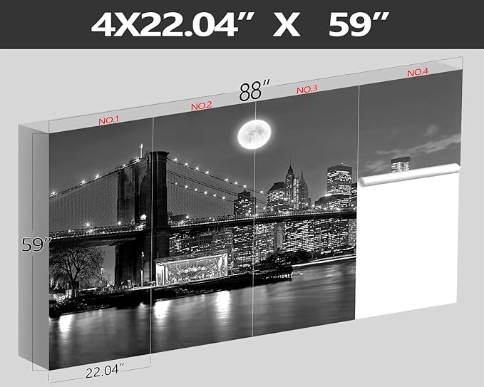 XMPMBM-Grey City Night View The Moon Nursery Room Fabric Wallpaper Living Room Bedroom Bathroom Wall Mural-W 88" X H 59"（36 Square Foot）