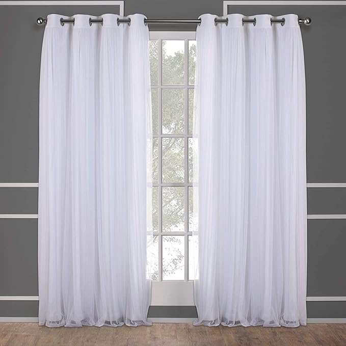 TOWN & COUNTRY LUXE Talia Double Layer Indoor Curtains, Sheer and Room Darkening Blackout, Grommet Top, Energy Efficient, 2-Pack Set, 52"x108", Mint Green