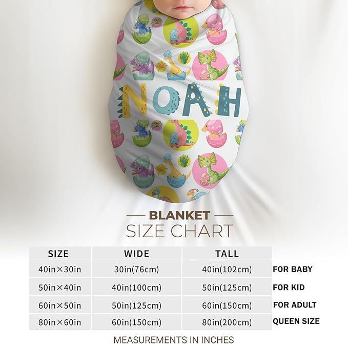 Personalized Baby Blankets, Customized Easter Blanket for Kids, Personalized Dinosaur Baby Blanket with Name, Custom Easter Baby Blanket for Boys, Girl & Kids, Baby Boy Newborn Soft