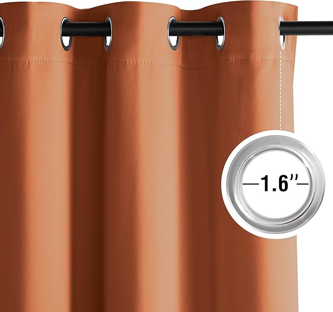 NICETOWN Burnt Orange Curtains for Living Room 84 inches Long 2 Panels, Thermal Grommet Curtains for Living Room, Noise Reducing Privacy Window Treatment Shades for Bedroom, Laundry Patio, W52