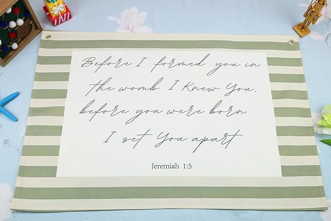 Christian Bible Verse Scripture Rectangular Banner Flag Wall Decor Gift for Baby Boy Girl Kid,Nursery Above Crib Bedroom Reading Room Decor-Before I Formed You-Baby,Shower,Birthday Christmas Gift