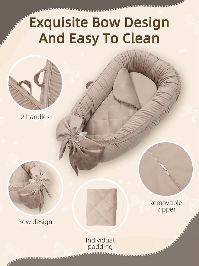 Baby Lounger, Infant Lounger for Newborn,Portable Baby Nest Cover Breathable & Soft, Newborn Essentials