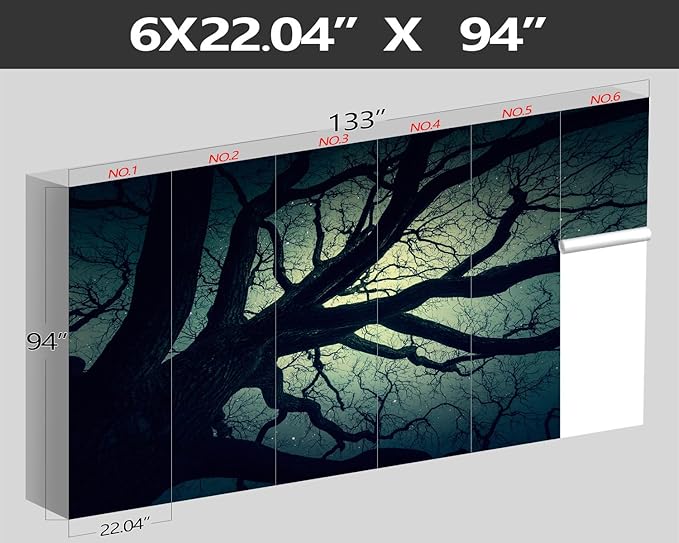 XMPMBM-Magic Forest backsplash Decorative Wallpaper Starry Sky Large Tree Bedroom Bathroom Wall Mural- W 132" X H 92"（93 Square Foot）