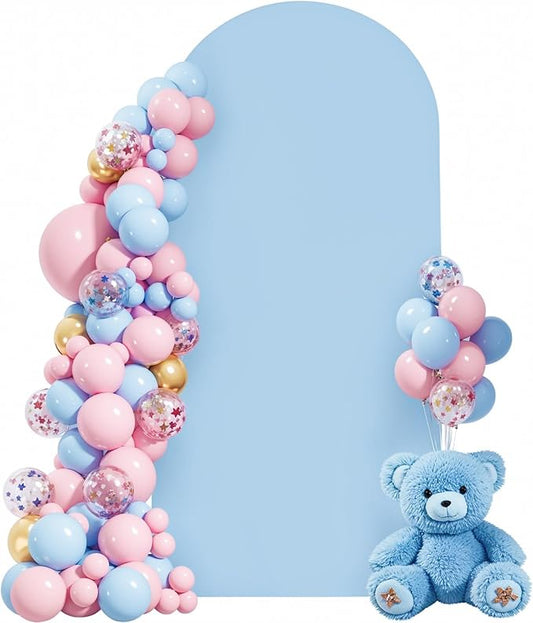 Baby Blue Arch Cover, 6.6FT Polyester Fitted Wedding Arch Stand Covers Round Top Chiara Backdrop Cover for Birthday Party Ceremony Banquet Decoration