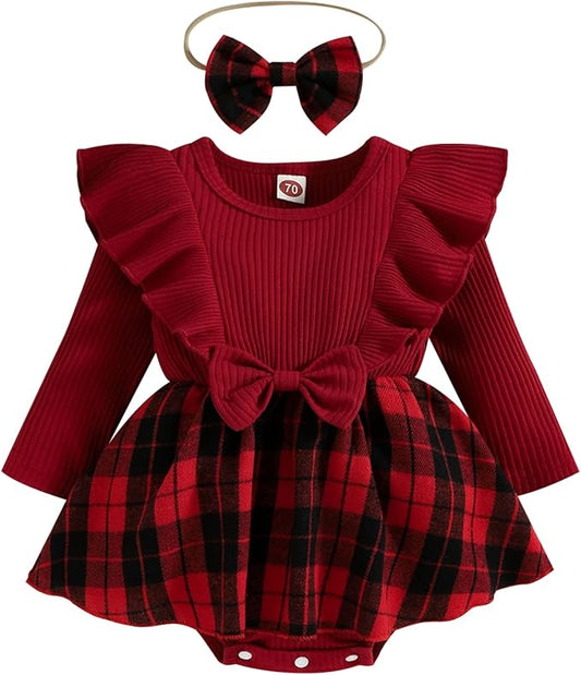 Giraropa Baby Girl Fall Winter Clothes Long Sleeve Romper Dress + Socks + Headband Newborn Infant Cute Casual Outfits