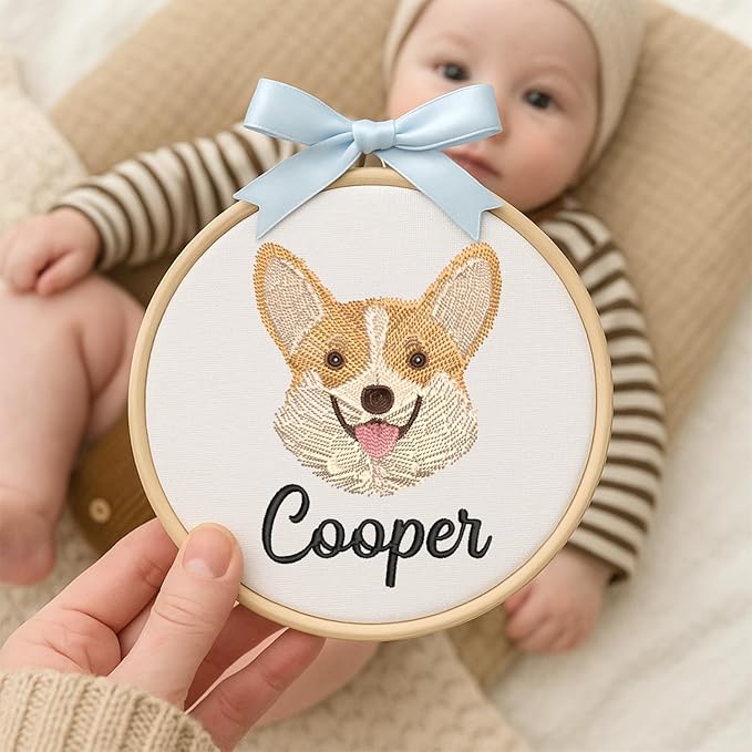 Personalized Baby Name Sign Welcome Baby Announcement Sign Newborn Baby Embroidery Hoop with Bows Baby Hospital Name Sign Custom Infant Baby Name Baby Shower Gifts (10)