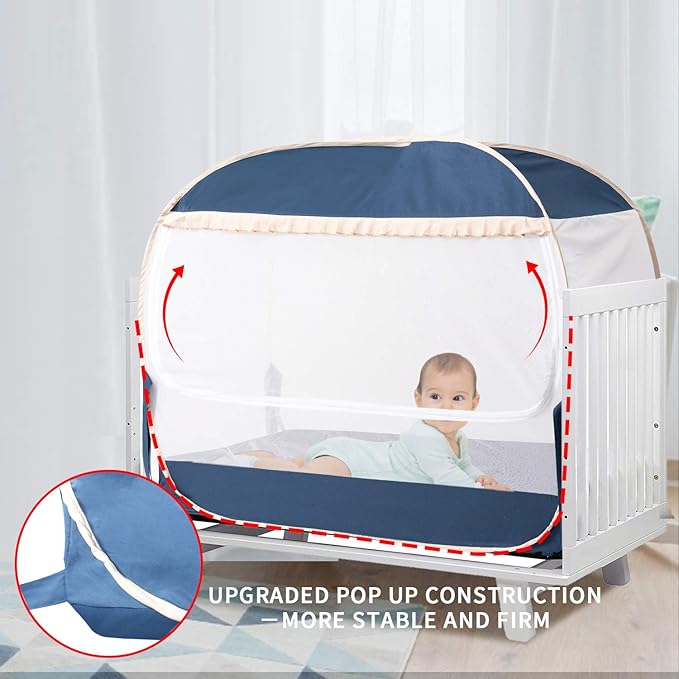 Safety Crib Tent,Safety Pop Up Tent for Baby Crib,Crib Tent Cover to Keep Baby from Climbing Out and Mosquito bite