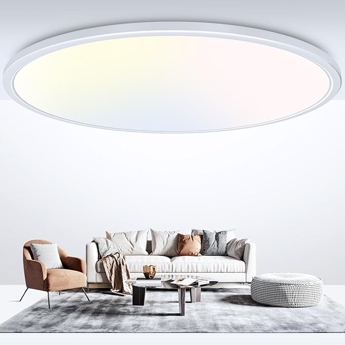 libtit 20 Inch LED Ceiling Light, 4200LM 35W Large & Bright Flush Mount Lighting Fixture, 3000K/4500K/6000K White Round Flat LED Ceiling Lamp for Bedroom Kitchen Livingroom Office