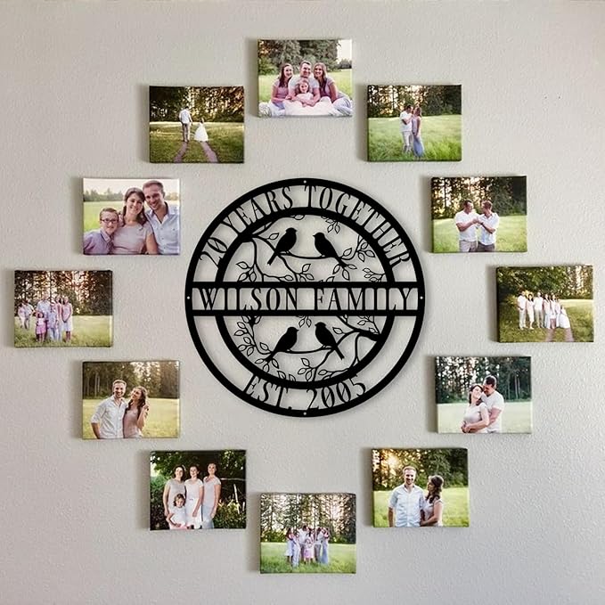 Personalized Anniversary Wedding Sign for Couples, Custom Metal Love Birds Wedding Wall Decor, Unique Personalized Gift for 1st/10th/20th/ 30th Anniversary, Husband and Wife Keepsake