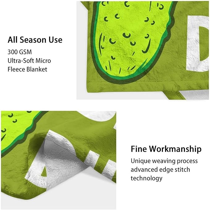 Pickle Throw Blanket for Girls Boys - 40x50 Inches Crib Size - Soft Fluffy Cozy Blankets Gift - Green Funny Blanket Throws for Travel, Office