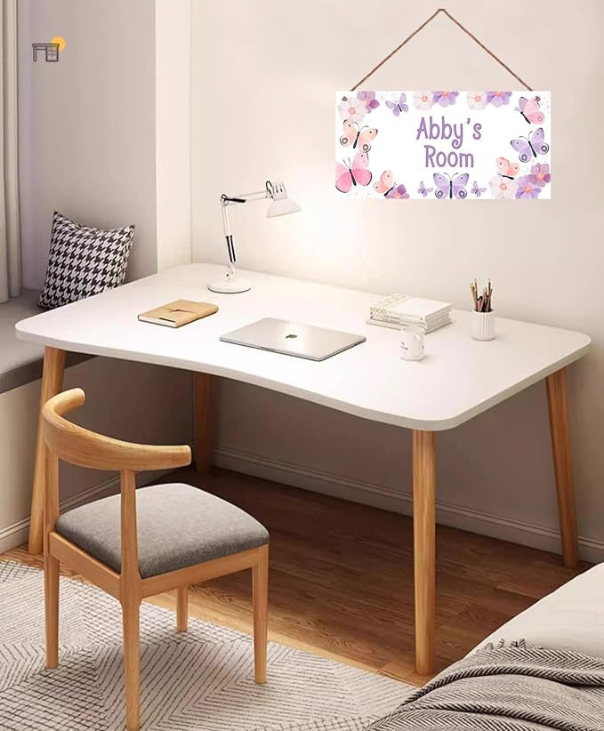 Personalized Signs Butterfly Hanging Sign for Little Man Cave, Motivational Hanging Plaque Sign Room Wall Art Decor, Flowers Nursery Decor for Girls Room Kids Playroom Classroom Décor