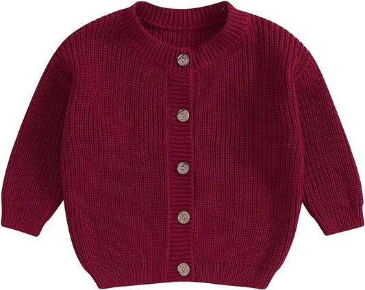 Newborn Baby Boy Girl Knit Sweater Cardigan Winter Warm Button Down Sweatshirt Top Outfit Cute Infant Fall Clothes