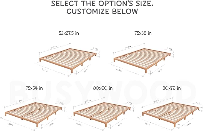 Twin Floor Bed Made in Europe, 7 Colors Universal Toddler or Teen Bed, Water Based Paint Used, Alderwood Japanese Bed Frame, Platform Bed Frame King, Queen, Twin, Full, Minimalistic Tatami Bed Frame
