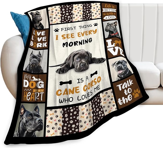 Cane Corso Blanket Cane Corso Decor Throw Blanket Super Soft Flannel Lightweight Fluffy Plush Fuzzy Fleece Stuff Blanket Gifts for Dog Lover Girl Woman Adults Man Boys Kids for Bedding Sofa 40"X50"