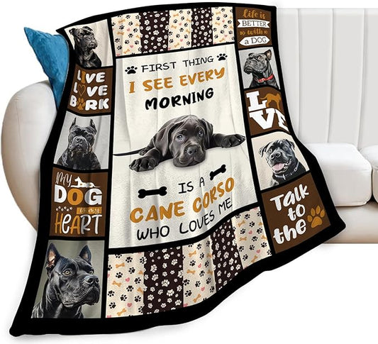 Cane Corso Blanket Cane Corso Decor Throw Blanket Super Soft Flannel Lightweight Fluffy Plush Fuzzy Fleece Stuff Blanket Gifts for Dog Lover Girl Woman Adults Man Boys Kids for Bedding Sofa 40"X50"