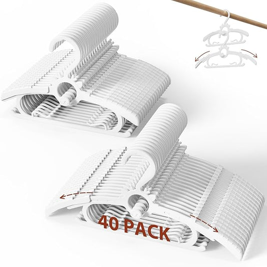 Baby Hangers 40PCS, 11"-14" Extendable and Stackable Kids Hangers, 45g Ultra-Thick Space Saving Non-Slip Plastic Hanger for Infant, Toddler and Nursery Closet