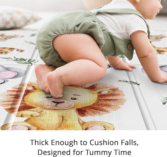 79x71 Extra Large Baby Play Mat for Floor, Foldable Foam Playmat for Babies 0-12 Months & Kids, Non-Toxic Waterproof Baby Mat for Floor, Thick Playpen Mat for Tummy Time Crawling