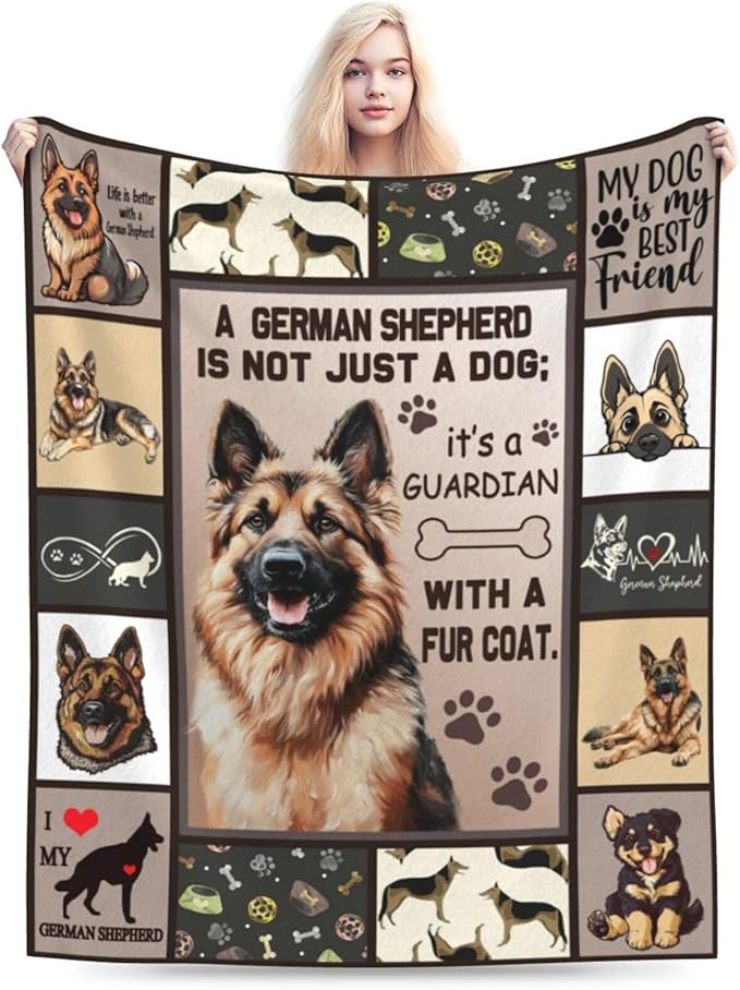 German Shepherd Decor Blanket German Shepherd Gifts Throw Blanket Super Soft Flannel Lightweight Fluffy Plush Fuzzy Fleece Blanket for Dog Lover Girl Woman Boys Kids Adults Man for Bed Sofa 40"X50"