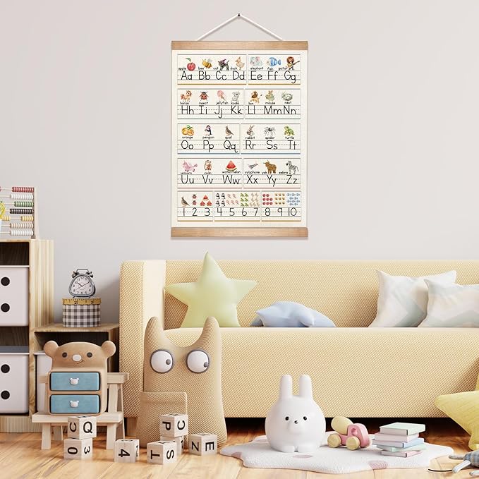 Kids Alphabet and Numbers Educational Poster for Classroom Decor,Colorful Educational Posters for Toddlers 1-3,Toddler Learning Poster for Kids Ages 3-5 for Nursery Playroom,Classroom Must Haves 14x18.5Inch (Colorful-05)