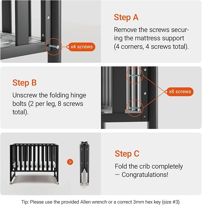 MAMAZING EvoNook 6-in-1 Convertible Mini Crib, 100% New Zealand Pinewood, 4 Adjustable Mattress Heights,GREENGUARD Gold Certified, Black with Matttress