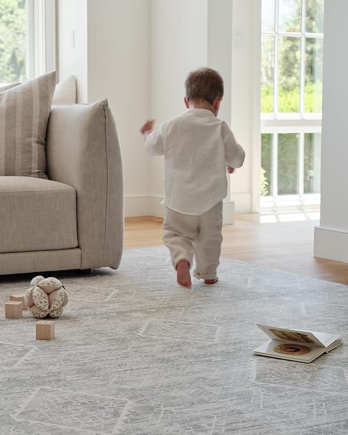 House of Noa Baby Play Mat – 4x6 Gray Ula – Set of 6 Tiles – Cushioned EVA Foam Play Mat for Floor, Soft Interlocking Baby Crawling Mats for Hard Floors