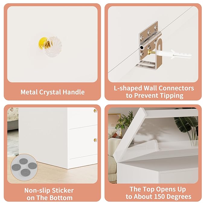 Baby Changing Table Dresser Diaper Change Table with 5 Drawers Storage Changing Station Dresser for Infant Mobile Nursery Organizer for Newborn,White