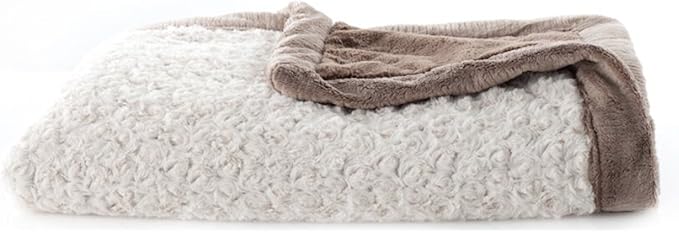 SARANONI Oversized Luxury Blanket | Breathable Super Soft, Lush, Plush Comfy Blankets for Adults | Ivory Swirl/Gingersnap - X-Large 60” x 80”